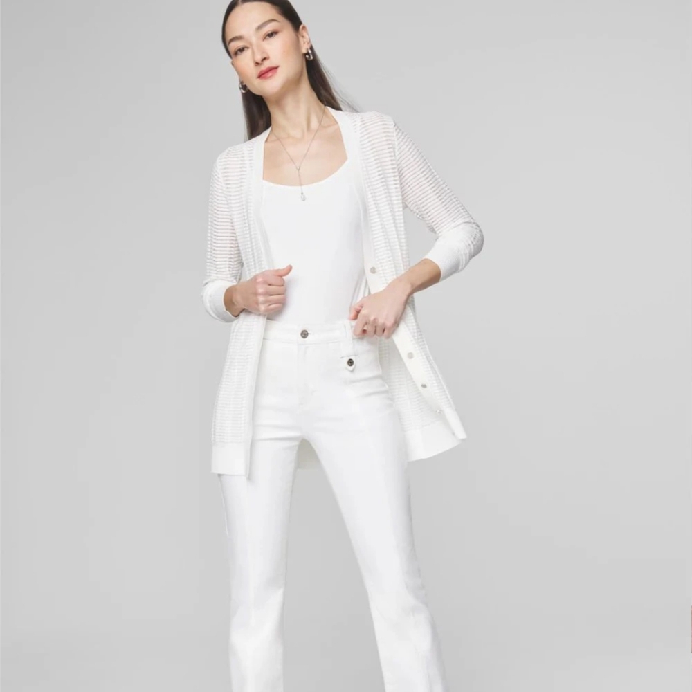 White House Black Market White Cardigan Sweater V-Neck